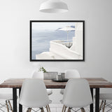 Shop Santorini Terrace I Photo Canvas Art Print-Blue, Coastal, Greece, Landscape, Photography, Photography Canvas Prints, View All, White-framed wall decor artwork