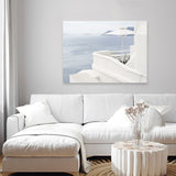 Shop Santorini Terrace I Photo Canvas Art Print-Blue, Coastal, Greece, Landscape, Photography, Photography Canvas Prints, View All, White-framed wall decor artwork