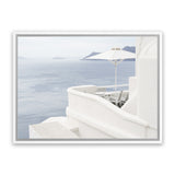 Shop Santorini Terrace I Photo Canvas Art Print-Blue, Coastal, Greece, Landscape, Photography, Photography Canvas Prints, View All, White-framed wall decor artwork