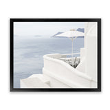 Shop Santorini Terrace I Photo Art Print-Blue, Coastal, Greece, Landscape, Photography, View All, White-framed poster wall decor artwork