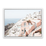 Shop Santorini Pink House I Photo Canvas Art Print-Coastal, Greece, Landscape, Neutrals, Photography, Photography Canvas Prints, Pink, View All-framed wall decor artwork