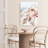 Shop Santorini Pink House II Photo Canvas Art Print-Coastal, Greece, Neutrals, Photography, Photography Canvas Prints, Pink, Portrait, View All-framed wall decor artwork
