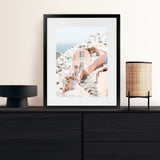 Shop Santorini Pink House II Photo Art Print-Coastal, Greece, Neutrals, Photography, Pink, Portrait, View All-framed poster wall decor artwork