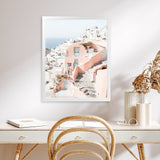 Shop Santorini Pink House II Photo Art Print-Coastal, Greece, Neutrals, Photography, Pink, Portrait, View All-framed poster wall decor artwork