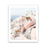 Shop Santorini Pink House II Photo Art Print-Coastal, Greece, Neutrals, Photography, Pink, Portrait, View All-framed poster wall decor artwork