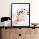 Shop Santorini Pink House III Photo Art Print-Coastal, Greece, Neutrals, Photography, Pink, Portrait, View All-framed poster wall decor artwork