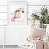 Shop Santorini Pink House III Photo Art Print-Coastal, Greece, Neutrals, Photography, Pink, Portrait, View All-framed poster wall decor artwork