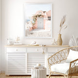 Shop Santorini Pink House III Photo Art Print-Coastal, Greece, Neutrals, Photography, Pink, Portrait, View All-framed poster wall decor artwork
