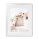 Shop Santorini Pink House III Photo Art Print-Coastal, Greece, Neutrals, Photography, Pink, Portrait, View All-framed poster wall decor artwork