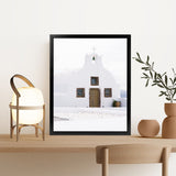 Shop Oia Church I Photo Art Print-Brown, Coastal, Greece, Photography, Portrait, View All, White-framed poster wall decor artwork