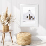 Shop Oia Church I Photo Art Print-Brown, Coastal, Greece, Photography, Portrait, View All, White-framed poster wall decor artwork