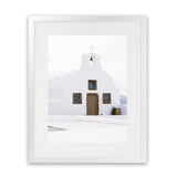 Shop Oia Church I Photo Art Print-Brown, Coastal, Greece, Photography, Portrait, View All, White-framed poster wall decor artwork