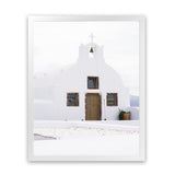 Shop Oia Church I Photo Art Print-Brown, Coastal, Greece, Photography, Portrait, View All, White-framed poster wall decor artwork