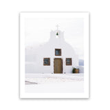 Shop Oia Church I Photo Art Print-Brown, Coastal, Greece, Photography, Portrait, View All, White-framed poster wall decor artwork