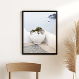 Shop White Grecian Urn Photo Art Print-Coastal, Greece, Photography, Portrait, Purple, View All, White-framed poster wall decor artwork