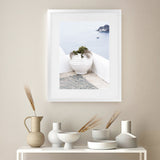Shop White Grecian Urn Photo Art Print-Coastal, Greece, Photography, Portrait, Purple, View All, White-framed poster wall decor artwork