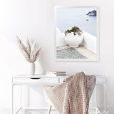 Shop White Grecian Urn Photo Art Print-Coastal, Greece, Photography, Portrait, Purple, View All, White-framed poster wall decor artwork