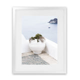 Shop White Grecian Urn Photo Art Print-Coastal, Greece, Photography, Portrait, Purple, View All, White-framed poster wall decor artwork
