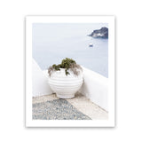 Shop White Grecian Urn Photo Art Print-Coastal, Greece, Photography, Portrait, Purple, View All, White-framed poster wall decor artwork