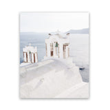 Shop Oia Bells I Photo Art Print-Blue, Coastal, Greece, Photography, Portrait, View All, White-framed poster wall decor artwork