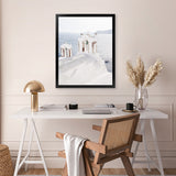 Shop Oia Bells I Photo Art Print-Blue, Coastal, Greece, Photography, Portrait, View All, White-framed poster wall decor artwork