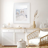 Shop Oia Bells I Photo Art Print-Blue, Coastal, Greece, Photography, Portrait, View All, White-framed poster wall decor artwork