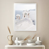 Shop Oia Bells I Photo Art Print-Blue, Coastal, Greece, Photography, Portrait, View All, White-framed poster wall decor artwork
