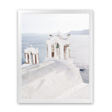 Shop Oia Bells I Photo Art Print-Blue, Coastal, Greece, Photography, Portrait, View All, White-framed poster wall decor artwork