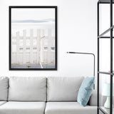 Shop Santorini Gate Photo Canvas Art Print-Coastal, Greece, Photography, Photography Canvas Prints, Portrait, View All, White-framed wall decor artwork