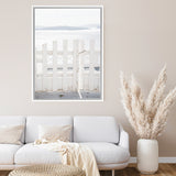 Shop Santorini Gate Photo Canvas Art Print-Coastal, Greece, Photography, Photography Canvas Prints, Portrait, View All, White-framed wall decor artwork