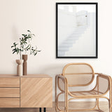 Shop Oia White Steps I Photo Canvas Art Print-Greece, Photography, Photography Canvas Prints, Portrait, Rectangle, View All, White-framed wall decor artwork