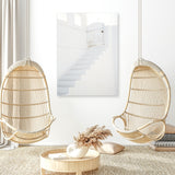 Shop Oia White Steps I Photo Canvas Art Print-Greece, Photography, Photography Canvas Prints, Portrait, Rectangle, View All, White-framed wall decor artwork