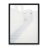 Shop Oia White Steps I Photo Canvas Art Print-Greece, Photography, Photography Canvas Prints, Portrait, Rectangle, View All, White-framed wall decor artwork