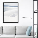 Shop Summer Horizon Photo Canvas Art Print-Blue, Coastal, Greece, Photography, Photography Canvas Prints, Portrait, View All, White-framed wall decor artwork