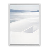 Shop Summer Horizon Photo Canvas Art Print-Blue, Coastal, Greece, Photography, Photography Canvas Prints, Portrait, View All, White-framed wall decor artwork
