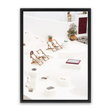 Shop Sun Chairs Photo Canvas Art Print-Coastal, Greece, Orange, Photography, Photography Canvas Prints, Portrait, View All, White-framed wall decor artwork