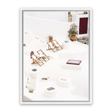 Shop Sun Chairs Photo Canvas Art Print-Coastal, Greece, Orange, Photography, Photography Canvas Prints, Portrait, View All, White-framed wall decor artwork