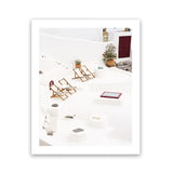 Shop Sun Chairs Photo Art Print-Coastal, Greece, Orange, Photography, Portrait, View All, White-framed poster wall decor artwork