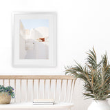 Shop Santorini Town Photo Art Print-Greece, Neutrals, Photography, Portrait, View All, White-framed poster wall decor artwork