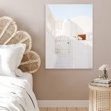 Shop Santorini Town Photo Canvas Art Print-Greece, Neutrals, Photography, Photography Canvas Prints, Portrait, View All, White-framed wall decor artwork