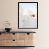Shop Santorini Town Photo Canvas Art Print-Greece, Neutrals, Photography, Photography Canvas Prints, Portrait, View All, White-framed wall decor artwork