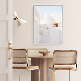 Shop Santorini Town Photo Canvas Art Print-Greece, Neutrals, Photography, Photography Canvas Prints, Portrait, View All, White-framed wall decor artwork