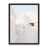 Shop Santorini Town Photo Canvas Art Print-Greece, Neutrals, Photography, Photography Canvas Prints, Portrait, View All, White-framed wall decor artwork