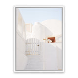 Shop Santorini Town Photo Canvas Art Print-Greece, Neutrals, Photography, Photography Canvas Prints, Portrait, View All, White-framed wall decor artwork