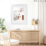 Shop Oia Little Church Photo Art Print-Brown, Greece, Photography, Portrait, View All, White-framed poster wall decor artwork