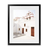 Shop Oia Little Church Photo Art Print-Brown, Greece, Photography, Portrait, View All, White-framed poster wall decor artwork
