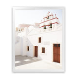 Shop Oia Little Church Photo Art Print-Brown, Greece, Photography, Portrait, View All, White-framed poster wall decor artwork