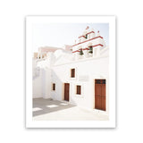 Shop Oia Little Church Photo Art Print-Brown, Greece, Photography, Portrait, View All, White-framed poster wall decor artwork