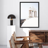 Shop White Bell Tower Photo Canvas Art Print-Coastal, Photography, Photography Canvas Prints, Portrait, View All, White-framed wall decor artwork