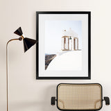 Shop White Bell Tower Photo Art Print-Coastal, Greece, Photography, Portrait, View All, White-framed poster wall decor artwork